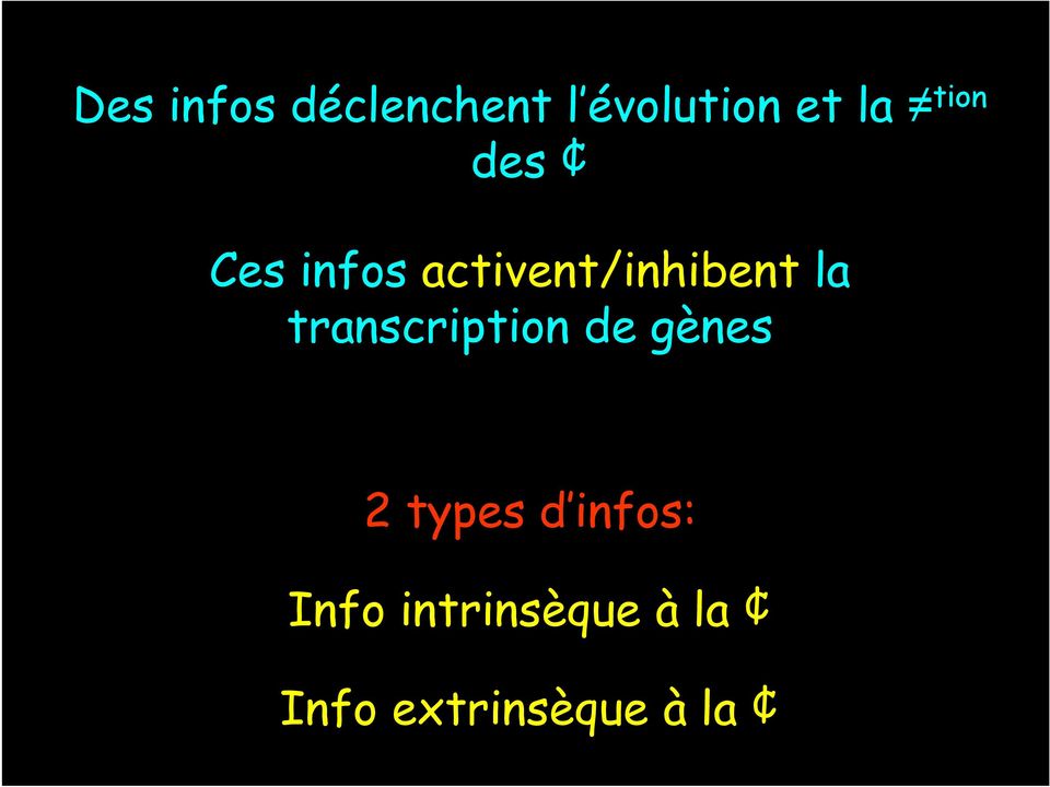 transcription de gènes 2 types d infos: