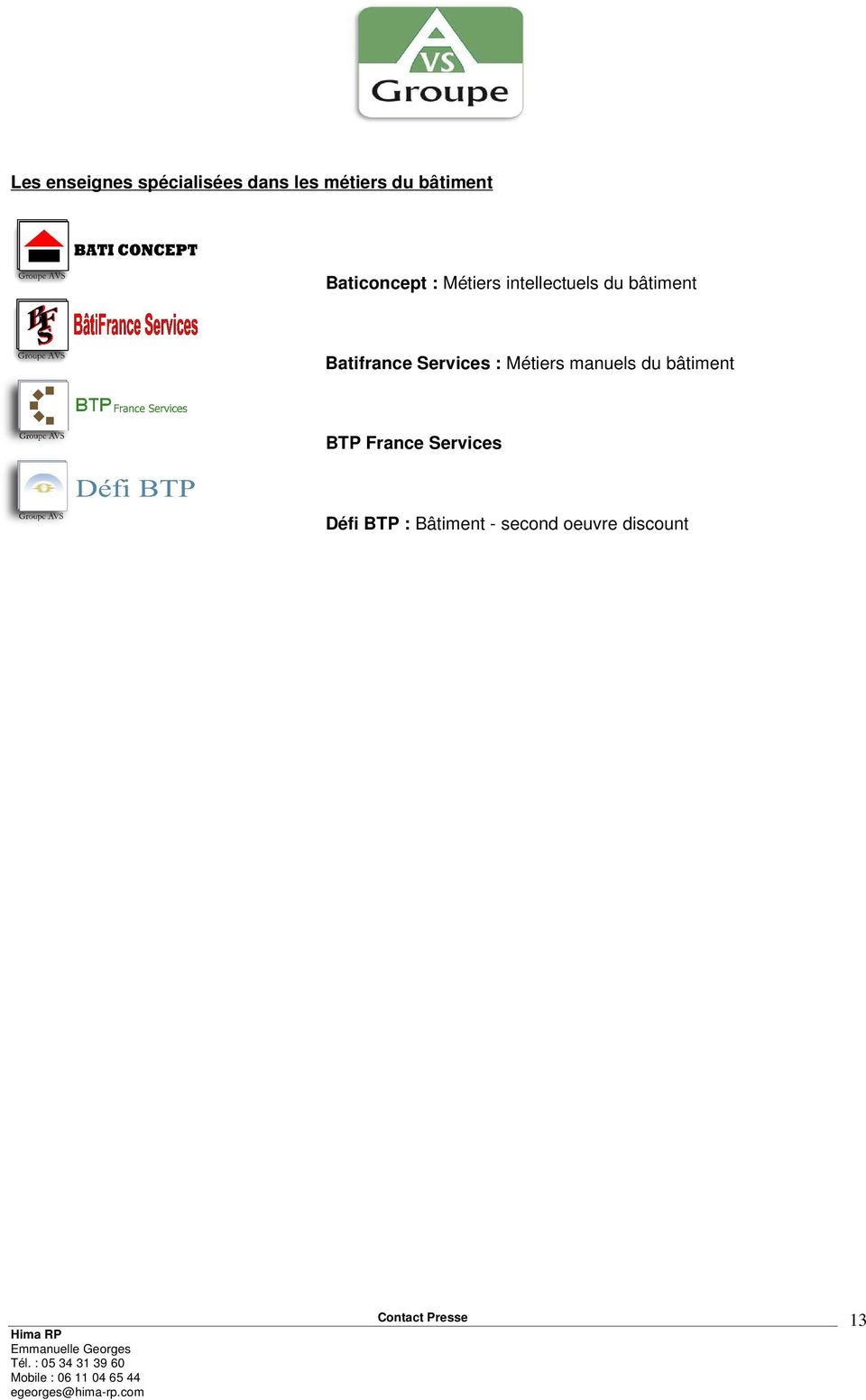 Batifrance Services : Métiers manuels du bâtiment BTP
