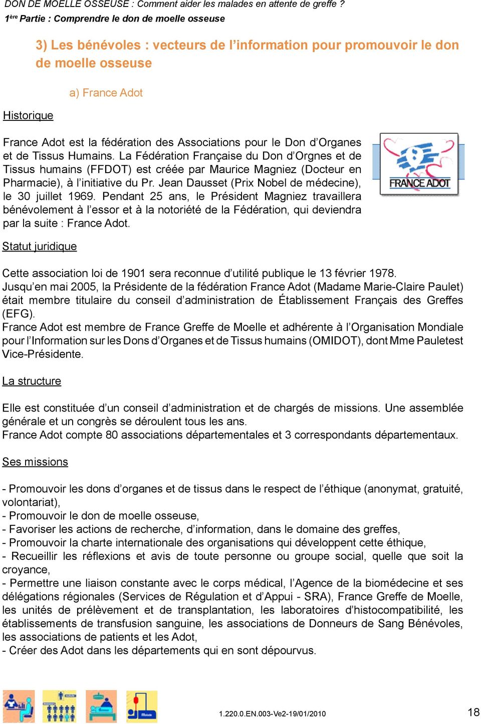 La Fédération Française du Don d Orgnes et de Tissus humains (FFDOT) est créée par Maurice Magniez (Docteur en Pharmacie), à l initiative du Pr.