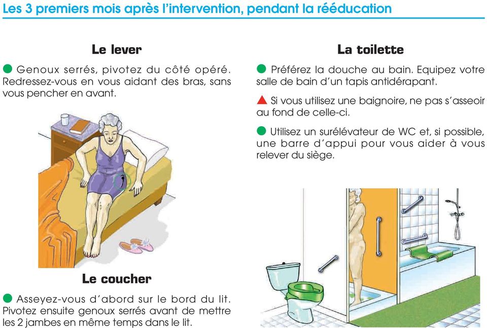 Equipez votre salle de bain d un tapis antidérapant. Si vous utilisez une baignoire, ne pas s asseoir au fond de celle-ci.