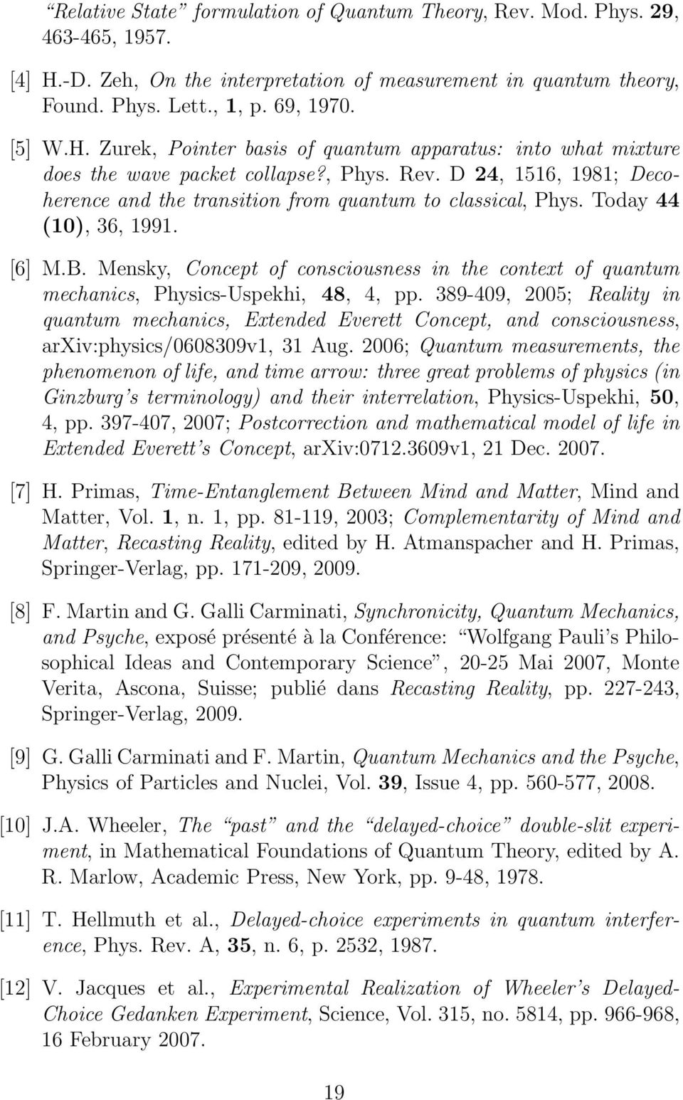Mensky, Concept of consciousness in the context of quantum mechanics, Physics-Uspekhi, 48, 4, pp.