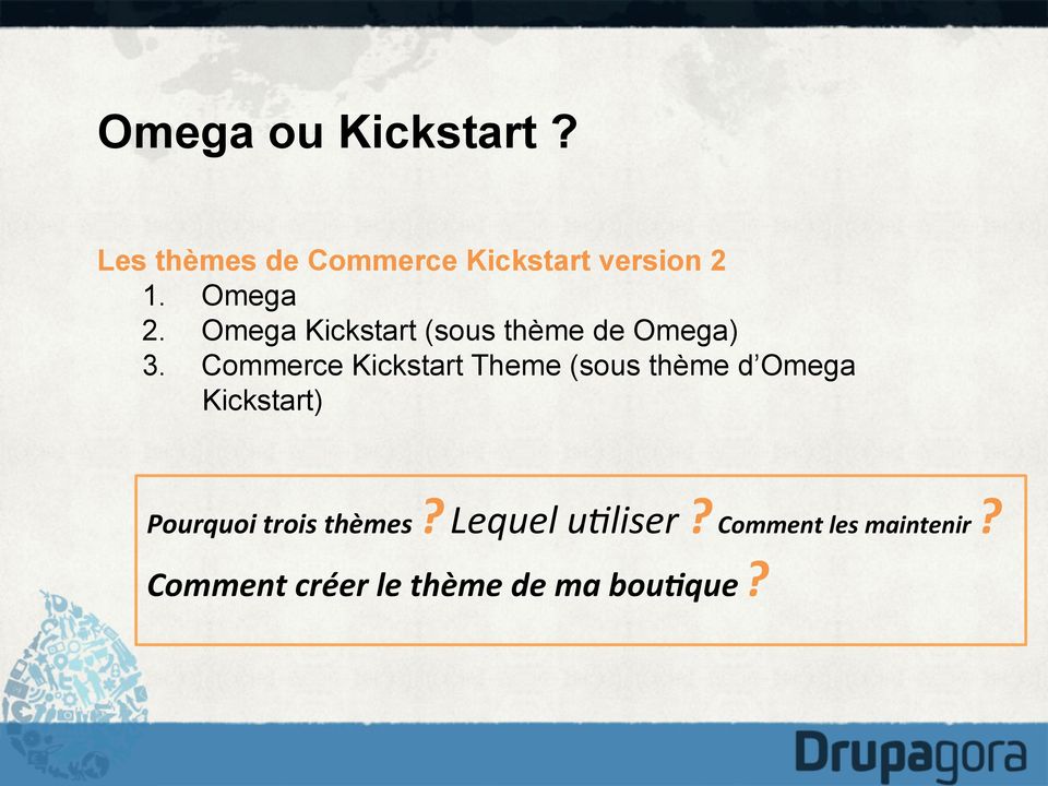 Commerce Kickstart Theme (sous thème d Omega Kickstart) Pourquoi