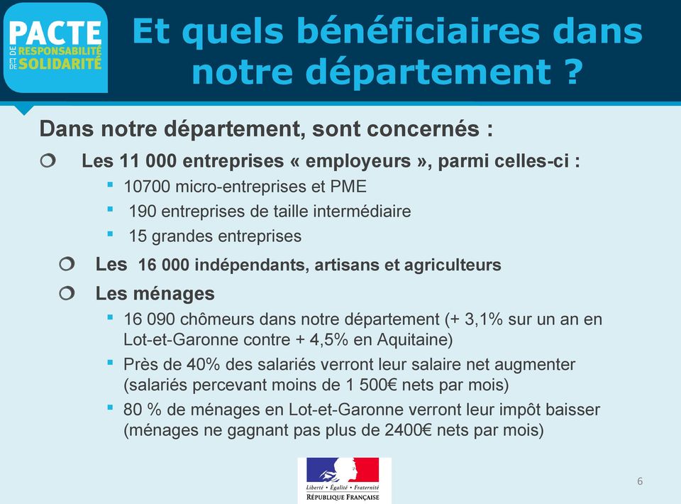 intermédiaire 15 grandes entreprises Les 16 000 indépendants, artisans et agriculteurs Les ménages 16 090 chômeurs dans notre département (+ 3,1% sur un an