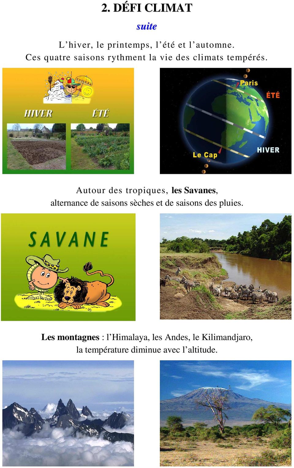 Autour des tropiques, les Savanes, alternance de saisons sèches et de