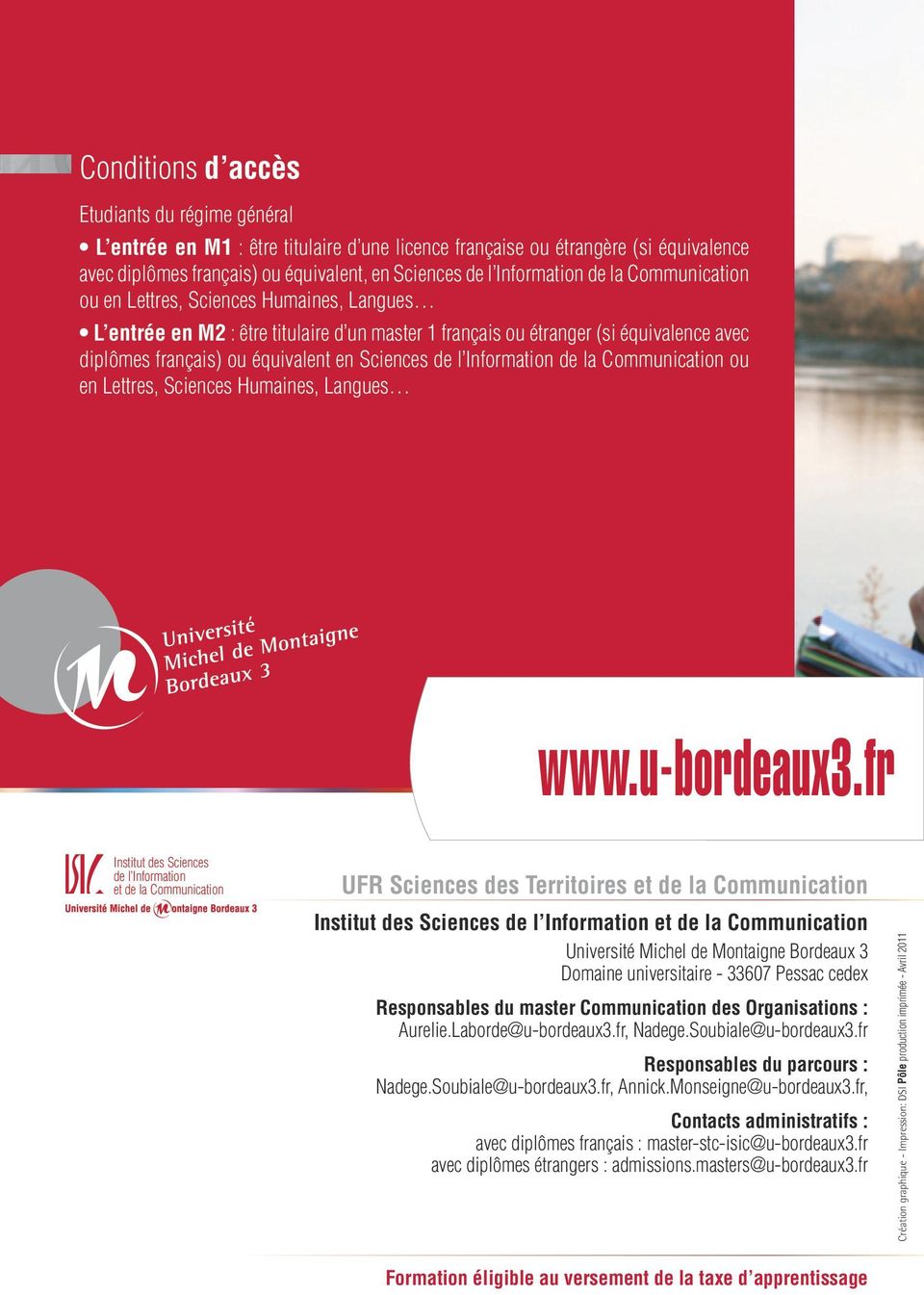 Information de la Communication ou en Lettres, Sciences Humaines, Langues www.u-bordeaux3.