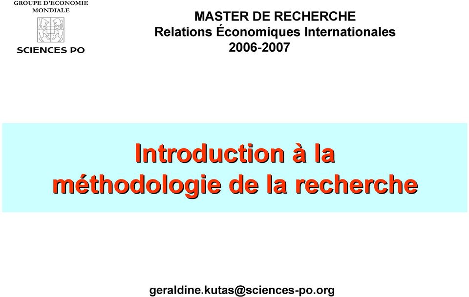 2006-2007 Introduction à la