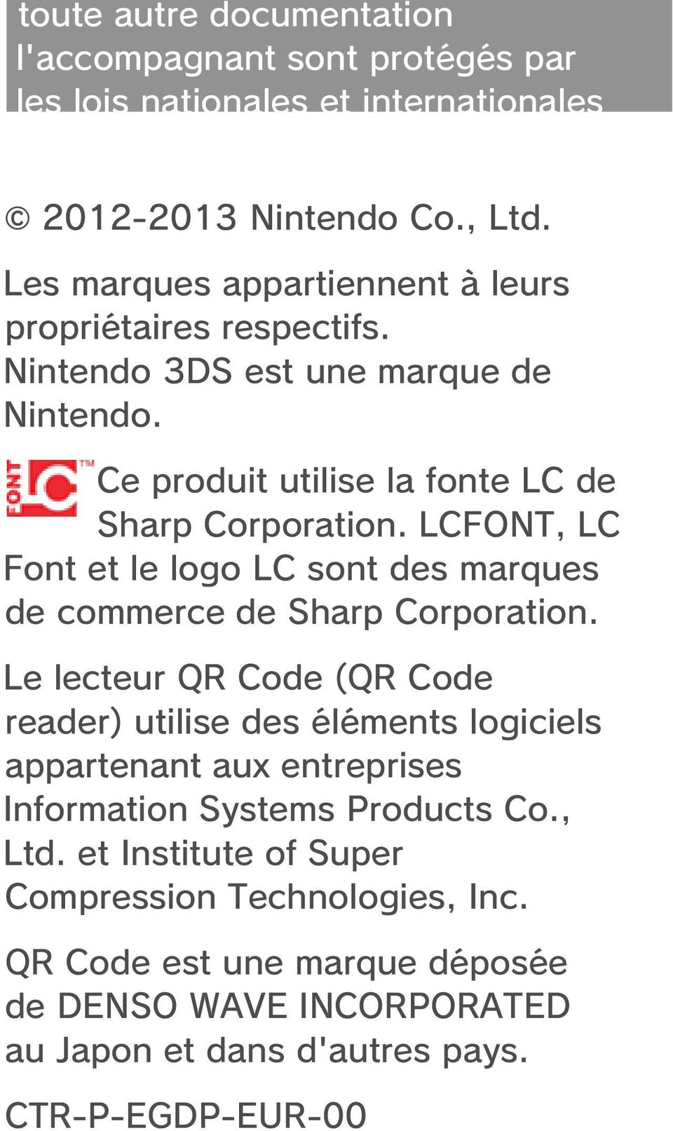LCFONT, LC Font et le logo LC sont des marques de commerce de Sharp Corporation.