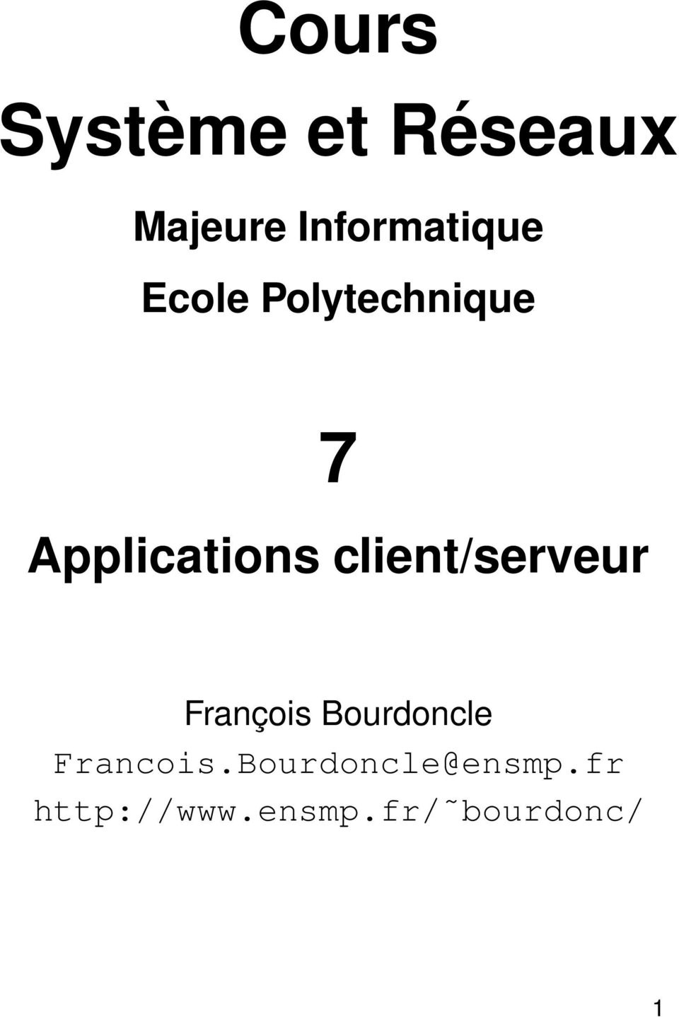 Applications client/serveur François