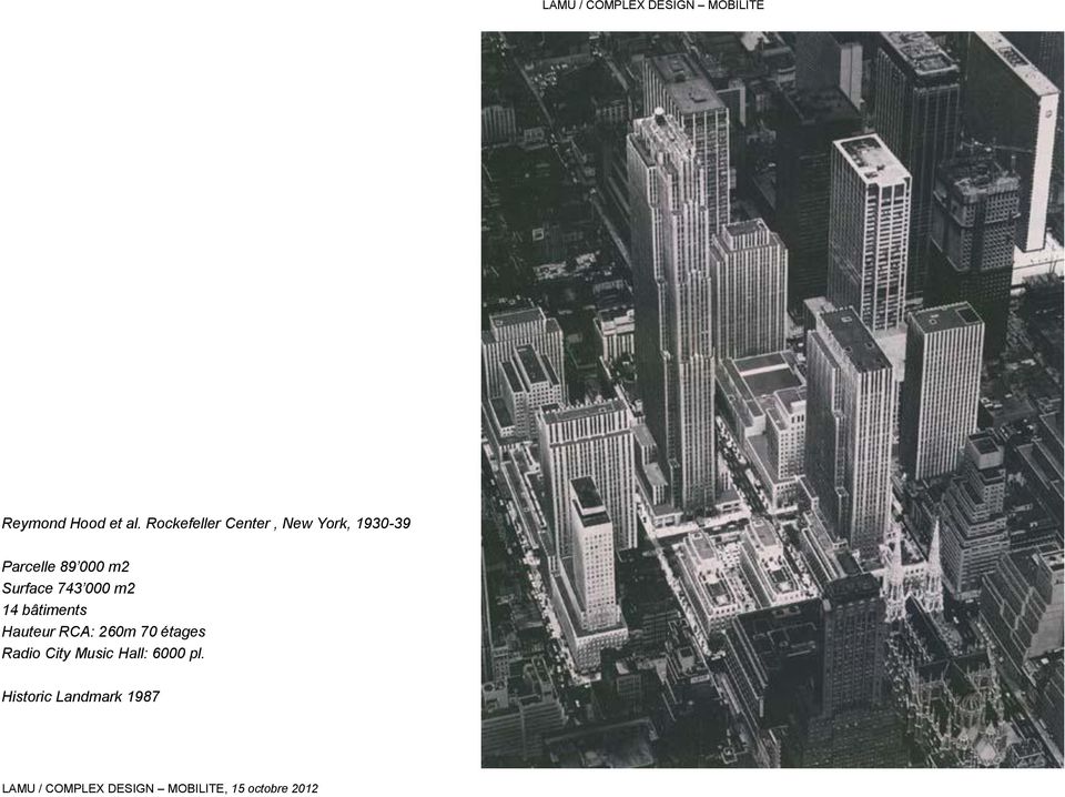743 000 m2 14 bâtiments Hauteur RCA: 260m 70 étages Radio City