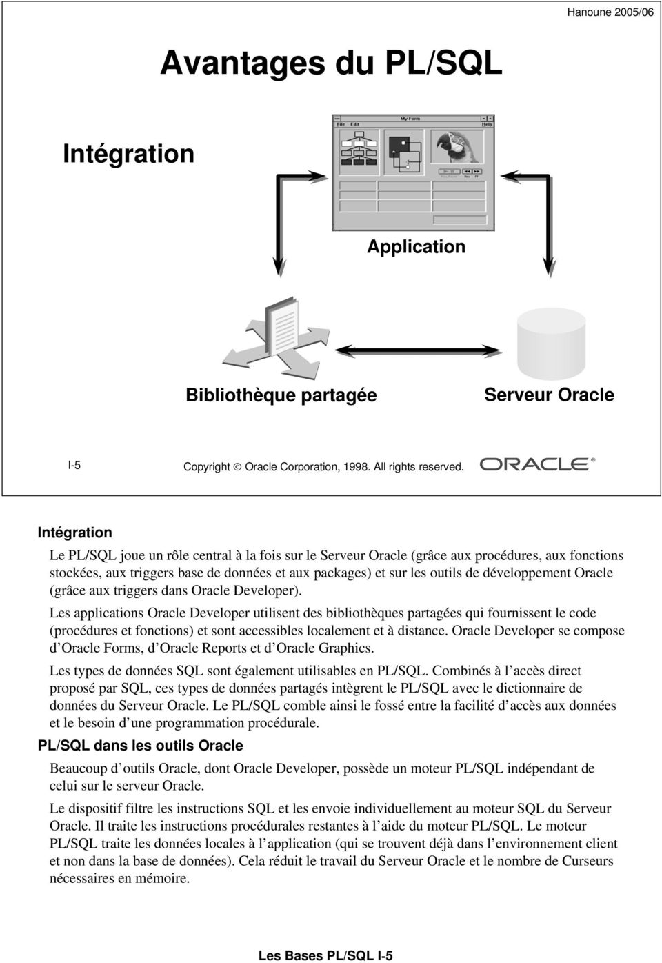Oracle (grâce aux triggers dans Oracle Developer).