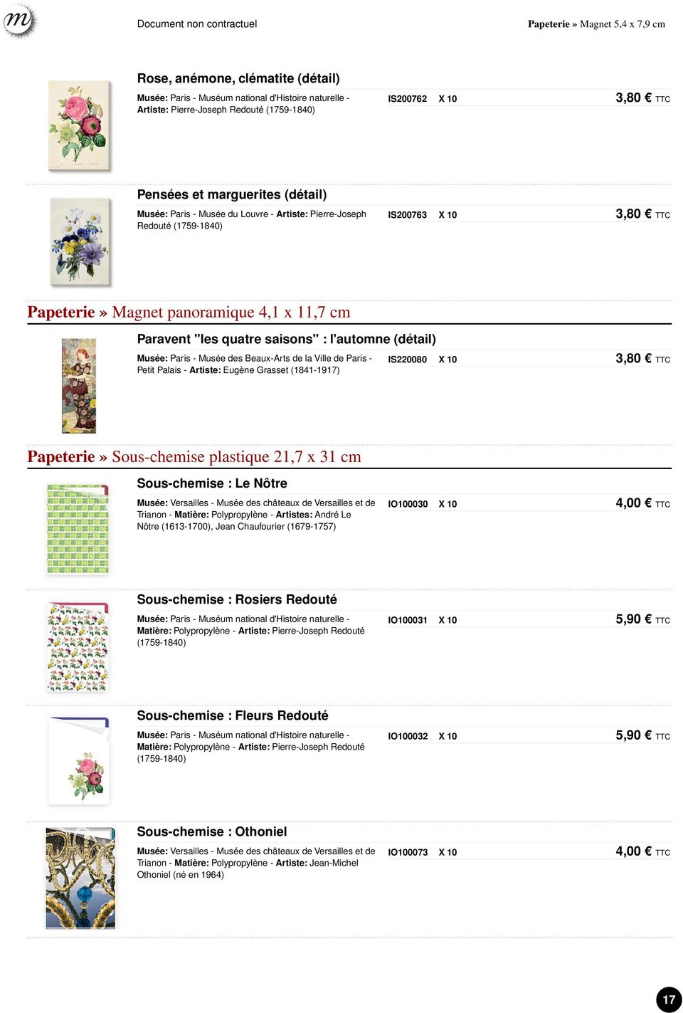 Eugène Grasset (1841-1917) IS220080 X 10 3,80 TTC Papeterie» Sous-chemise plastique 21,7 x 31 cm Sous-chemise : Le Nôtre Trianon - Matière: Polypropylène - Artistes: André Le Nôtre (1613-1700), Jean
