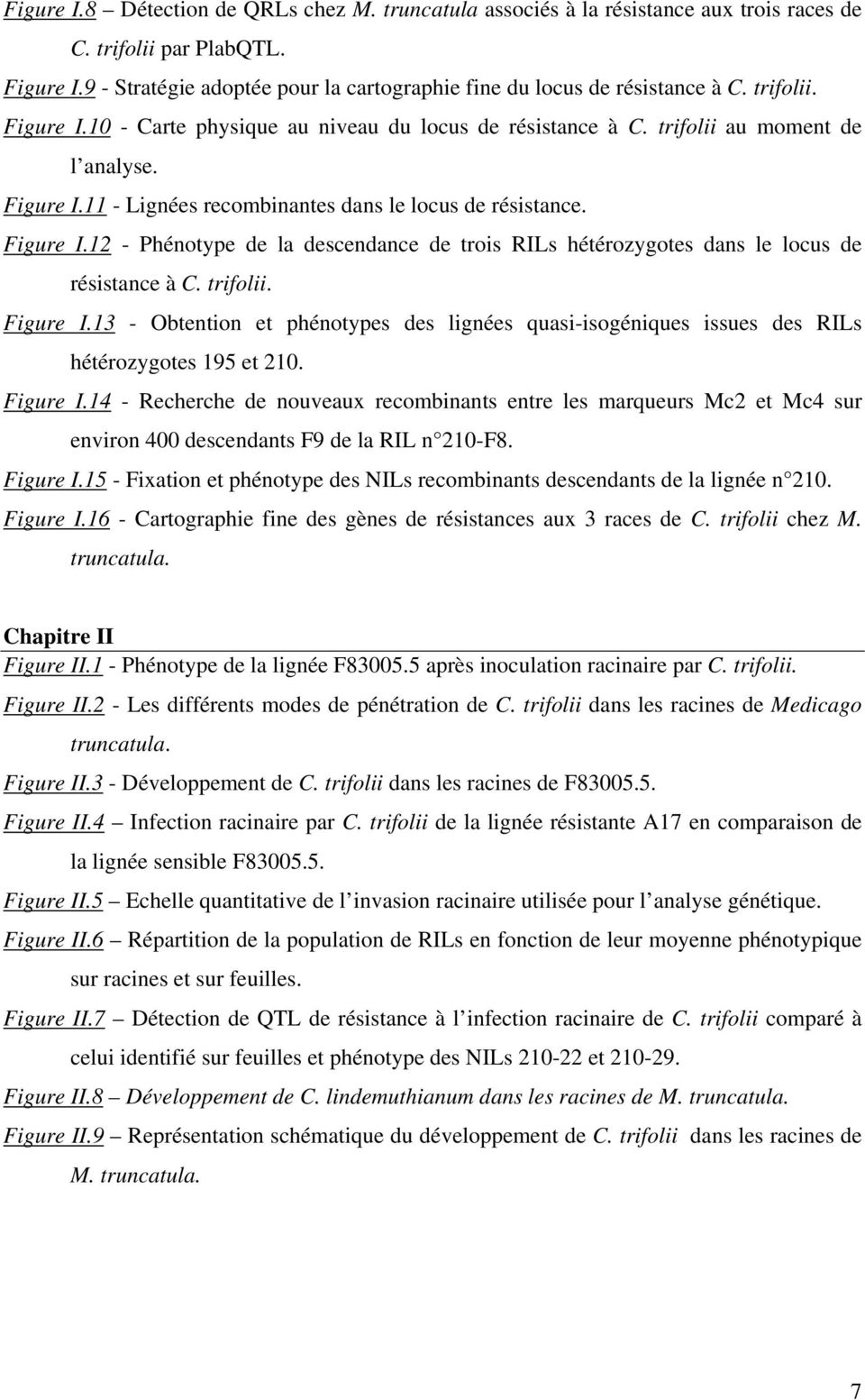 trifolii. Figure I.13 - Obtention et phénotypes des lignées quasi-isogéniques issues des RILs hétérozygotes 195 et 210. Figure I.14 - Recherche de nouveaux recombinants entre les marqueurs Mc2 et Mc4 sur environ 400 descendants F9 de la RIL n 210-F8.