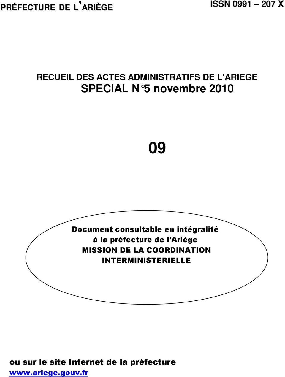 consultable en intégralité à la préfecture de l Ariège MISSION DE LA