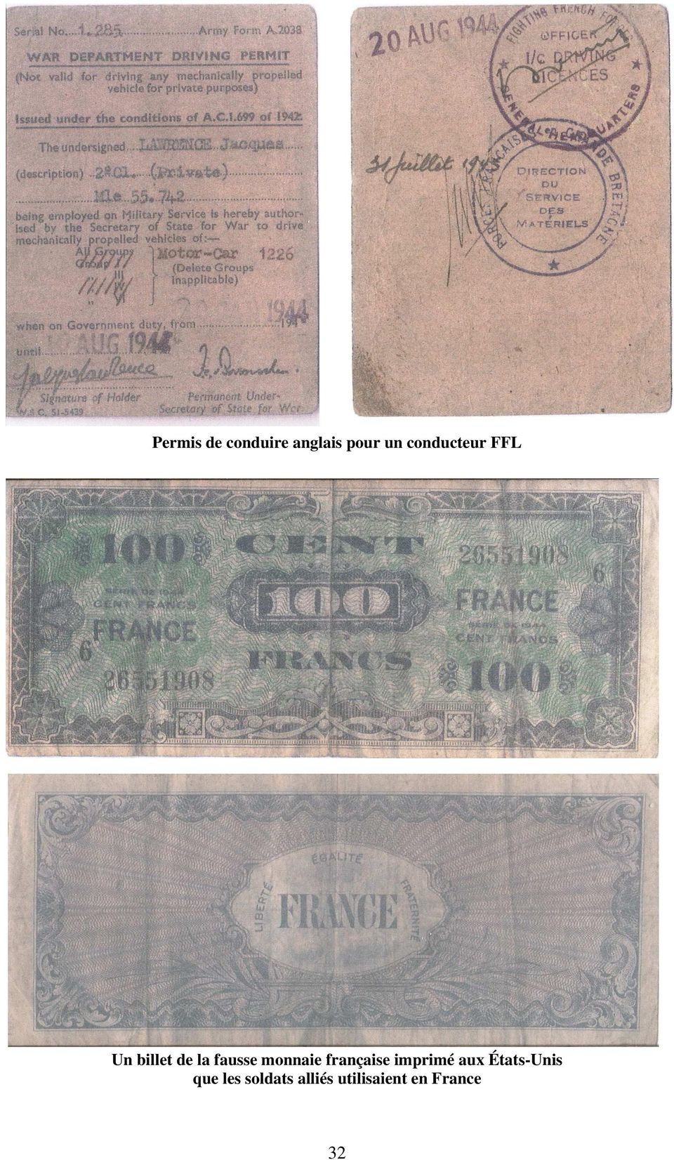 monnaie française imprimé aux États-Unis