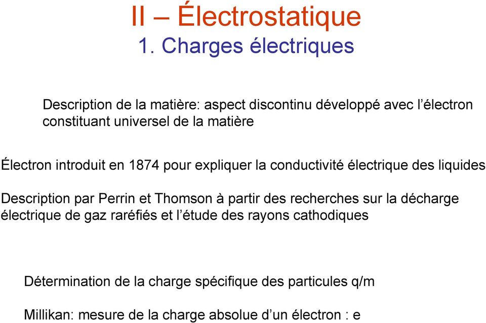 Description par Perrin et Thomson à partir des recherches sur la décharge électrique de gaz raréfiés et l étude