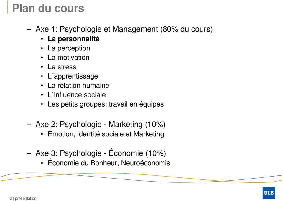 groupes: travail en équipes Axe 2: Psychologie - Marketing (10%) Émotion, identité sociale
