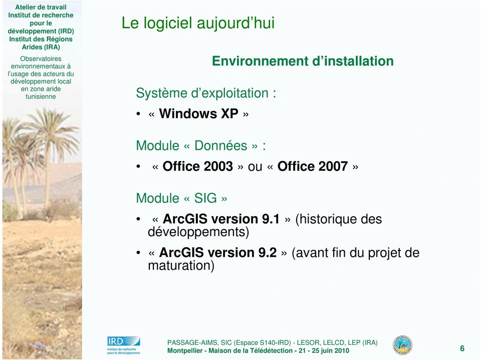 «Office 2007» Module «SIG» «ArcGIS version 9.
