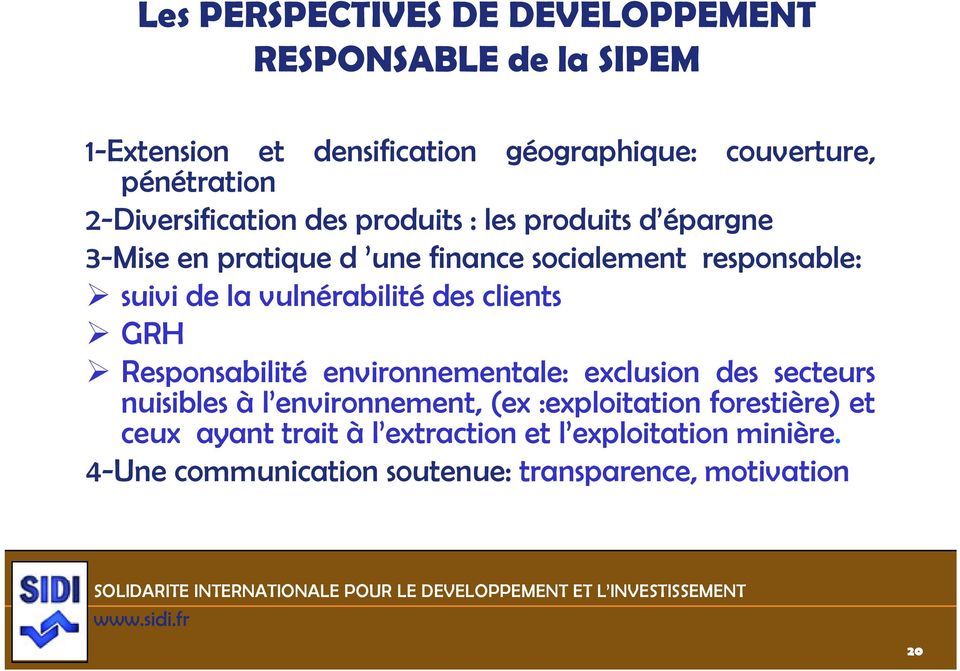 vulnérabilité des clients GRH Responsabilité environnementale: exclusion des secteurs nuisibles à l environnement environnement, (ex