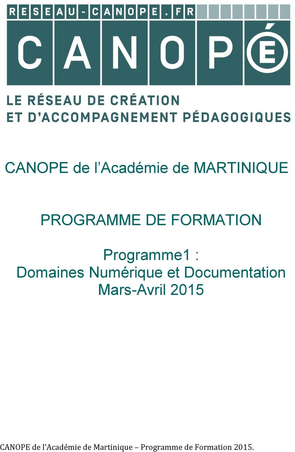 FORMATION Programme1 :