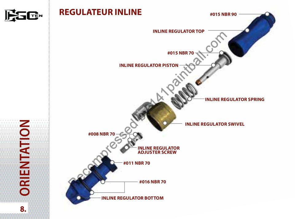 #015 NBR 70 INLINE regulator piston INLINE regulator spring