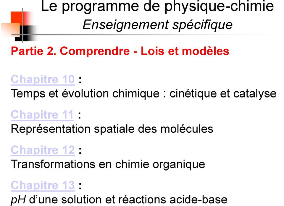 chimique : cinétique et catalyse Chapitre 11 : Représentation