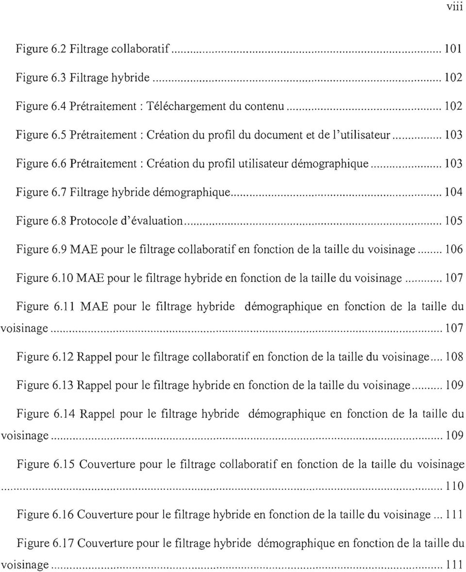 8 Protocole d'évaluation Figure 6.9 MAE pour le filtrage collaboratif en fonction de la taille du voisinage Figure 6.