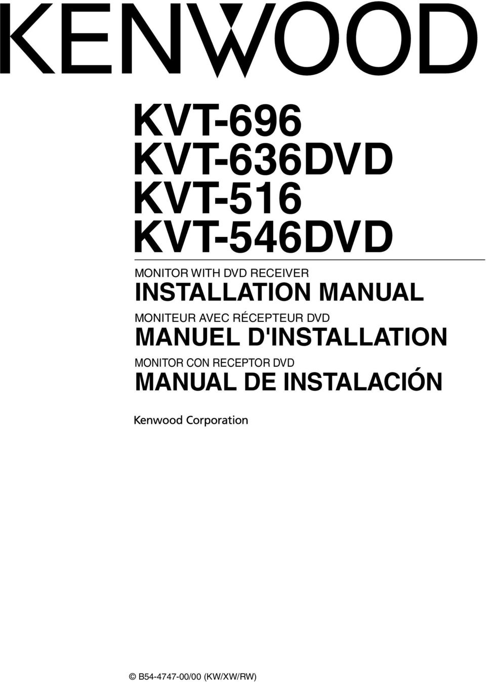 RÉCEPTEUR DVD MANUEL D'INSTALLATION MONITOR CON