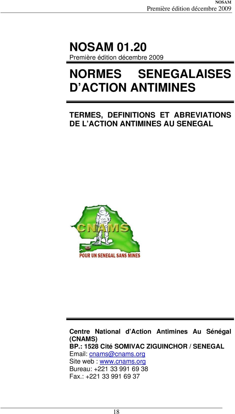 DE L ACTION ANTIMINES AU SENEGAL Centre National d Action Antimines Au Sénégal