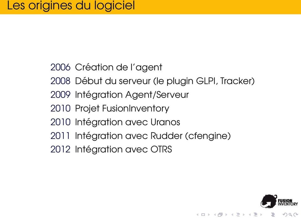 Agent/Serveur 2010 Projet FusionInventory 2010 Intégration