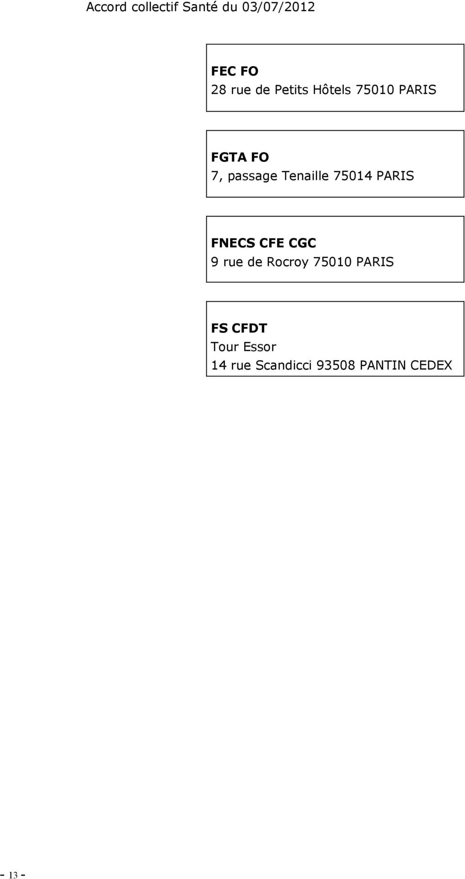 CFE CGC 9 rue de Rocroy 75010 PARIS FS CFDT