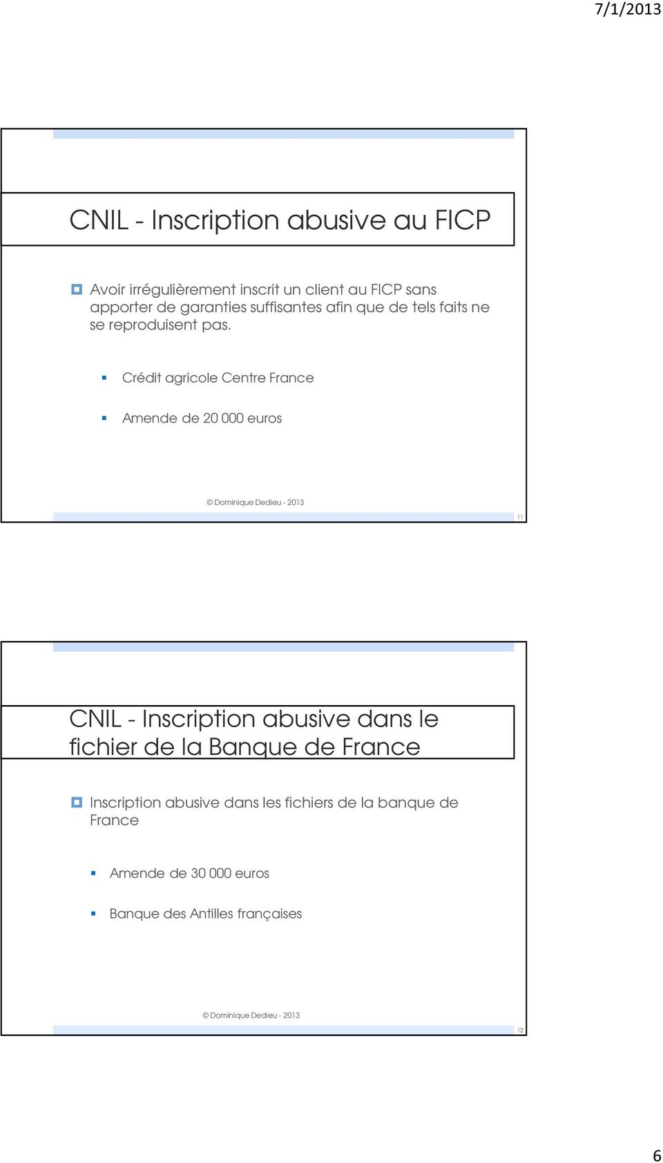Crédit agricole Centre France Amende de 20 000 euros 11 CNIL - Inscription abusive dans le fichier de