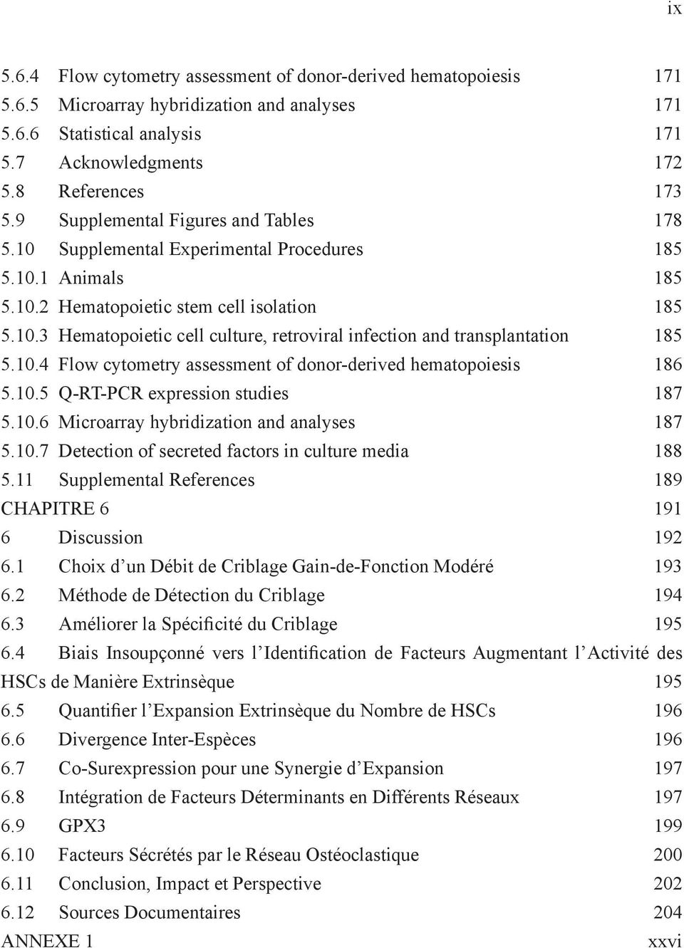 10.4 Flow cytometry assessment of donor-derived hematopoiesis 186 5.10.5 Q-RT-PCR expression studies 187 5.10.6 Microarray hybridization and analyses 187 5.10.7 Detection of secreted factors in culture media 188 5.
