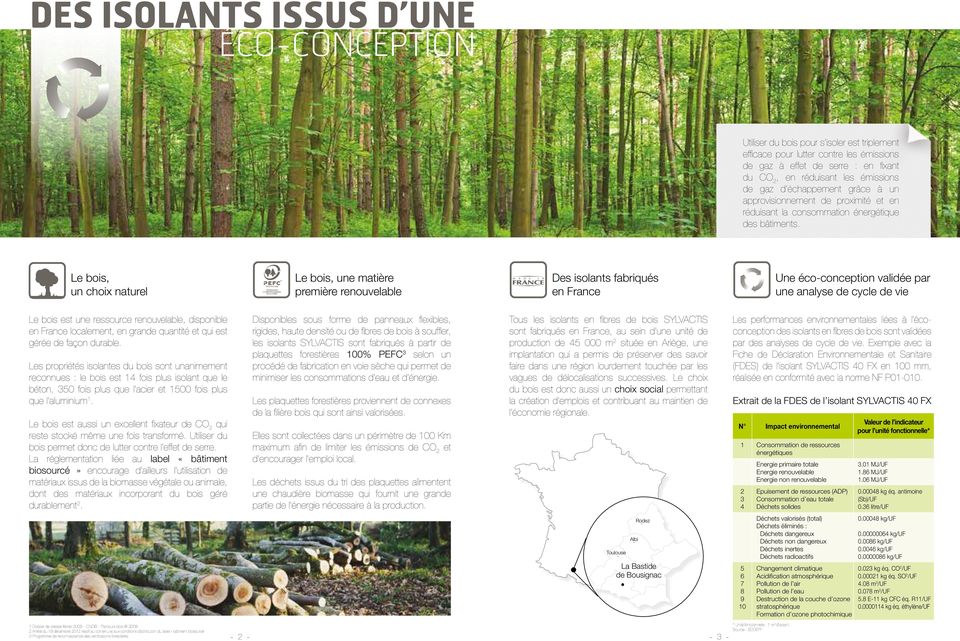 Le bois, un choix naturel Le bois, une matière première renouvelable Des isolants fabriqués en France Une éco-conception validée par une analyse de cycle de vie Le bois est une ressource