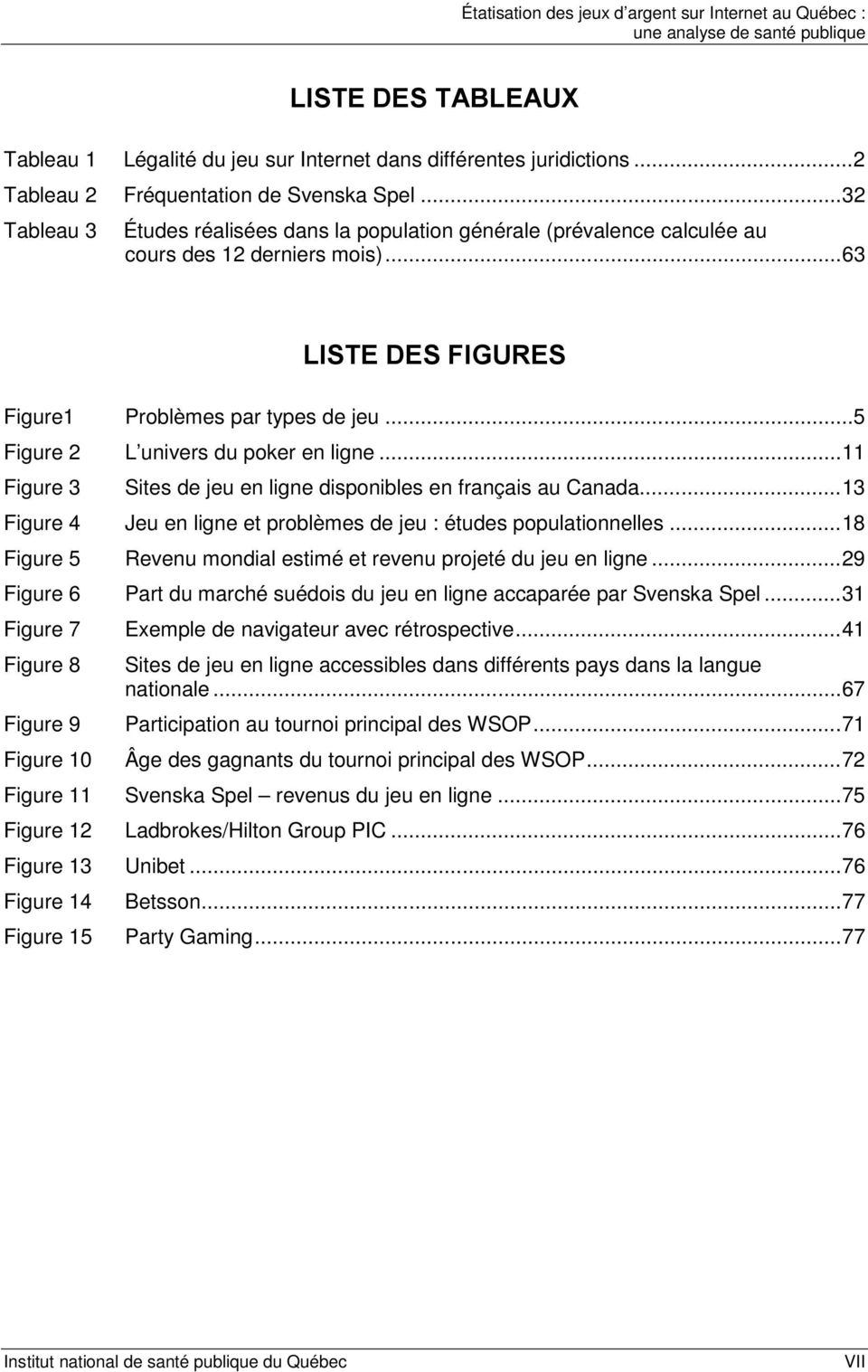 .. 5 Figure 2 L univers du poker en ligne... 11 Figure 3 Sites de jeu en ligne disponibles en français au Canada... 13 Figure 4 Jeu en ligne et problèmes de jeu : études populationnelles.