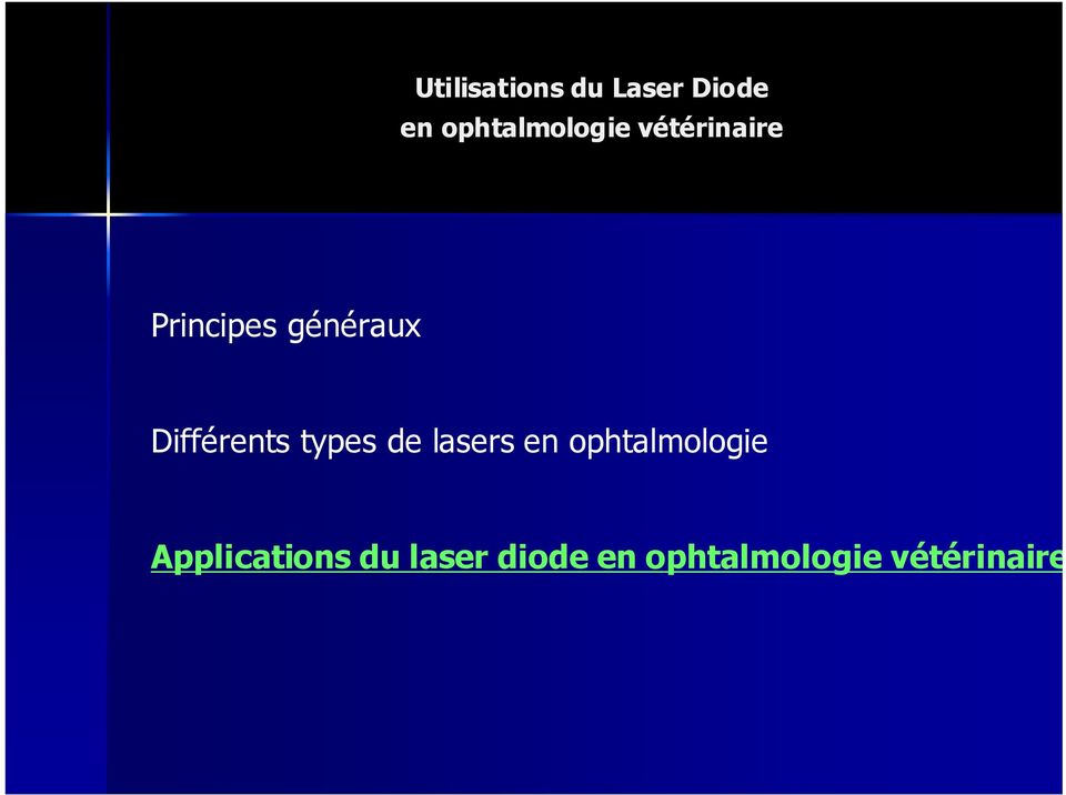 généraux Différents types de lasers en