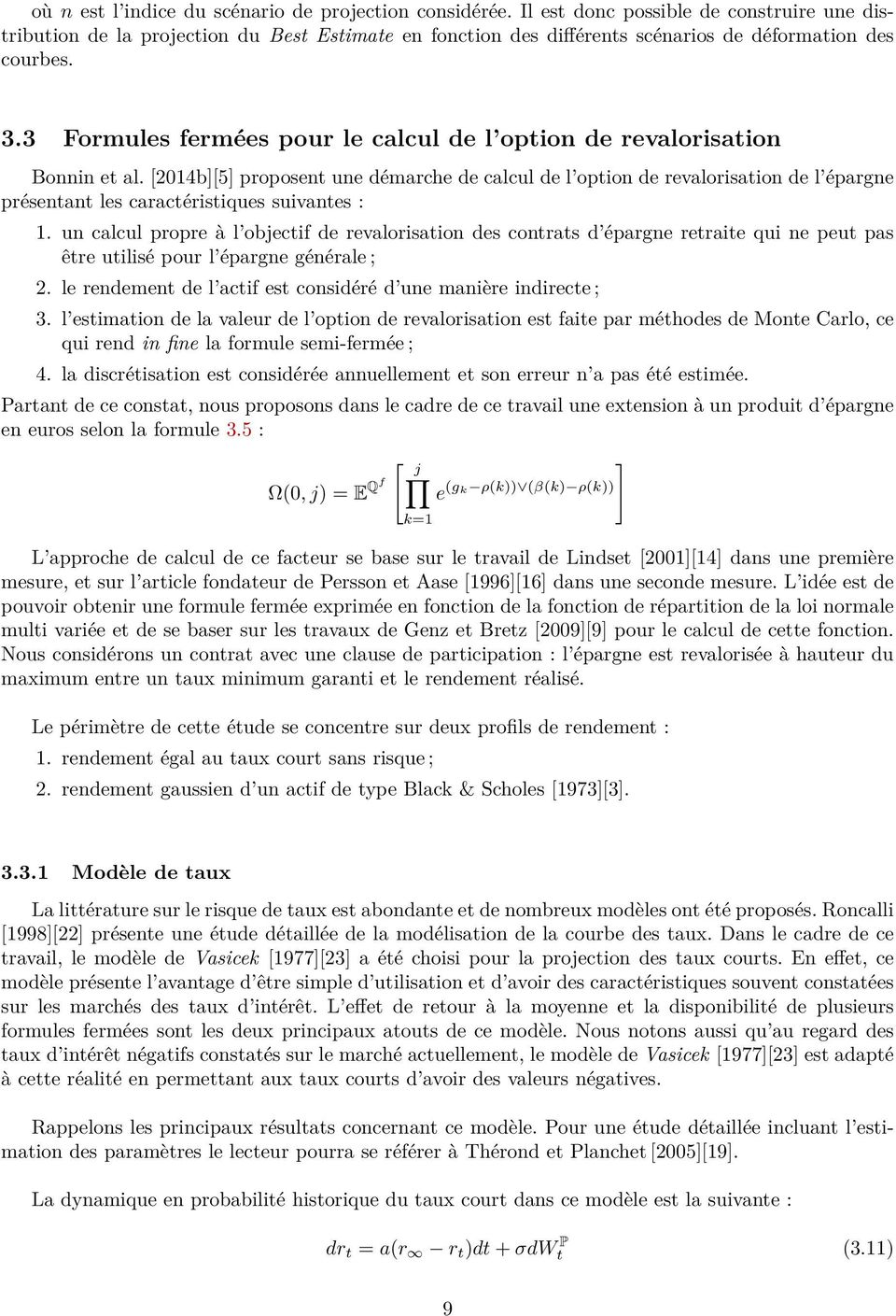 3 Formules fermées pour le calcul de l option de revalorisation Bonnin et al.