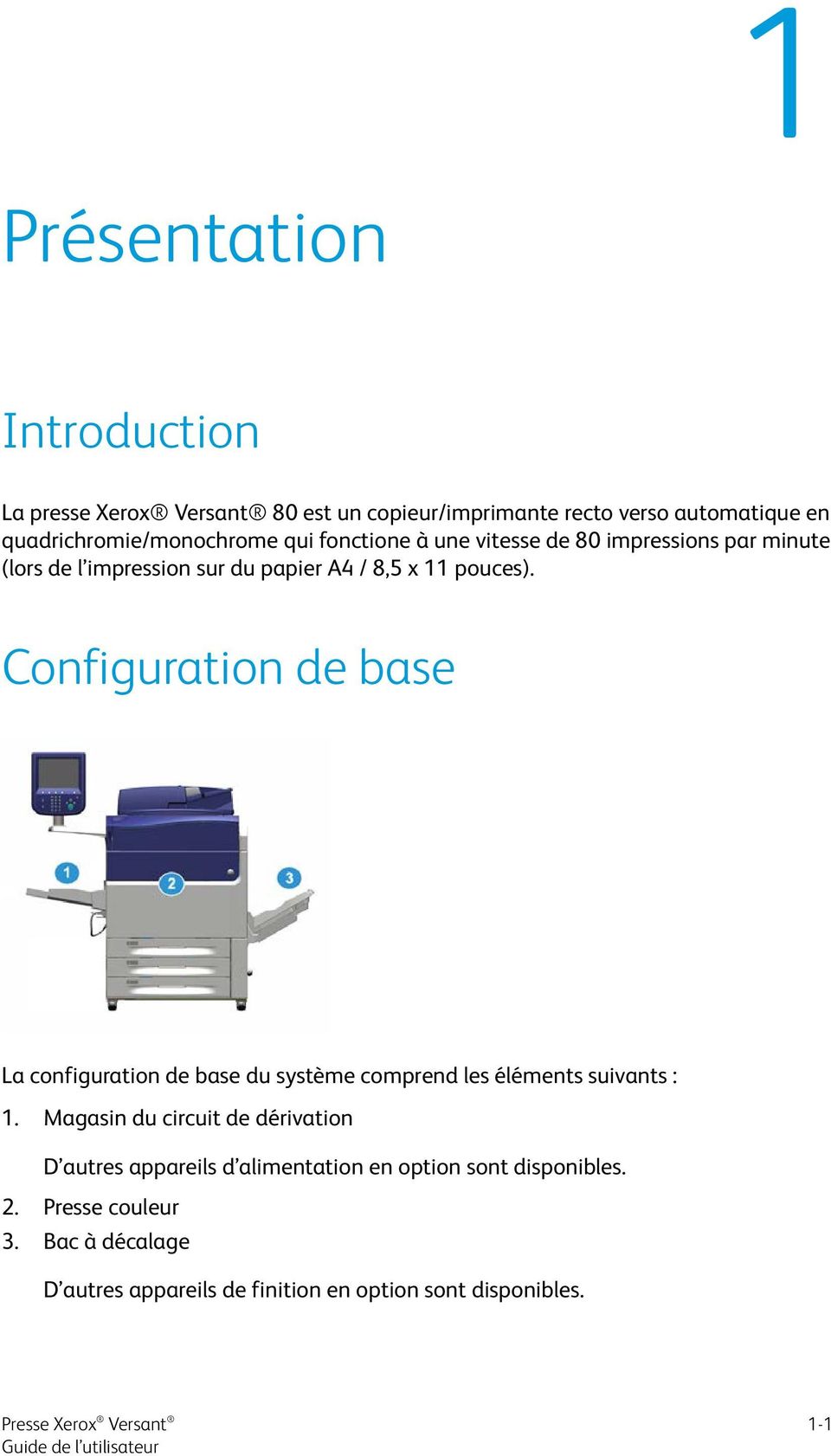 Configuration de base La configuration de base du système comprend les éléments suivants : 1.