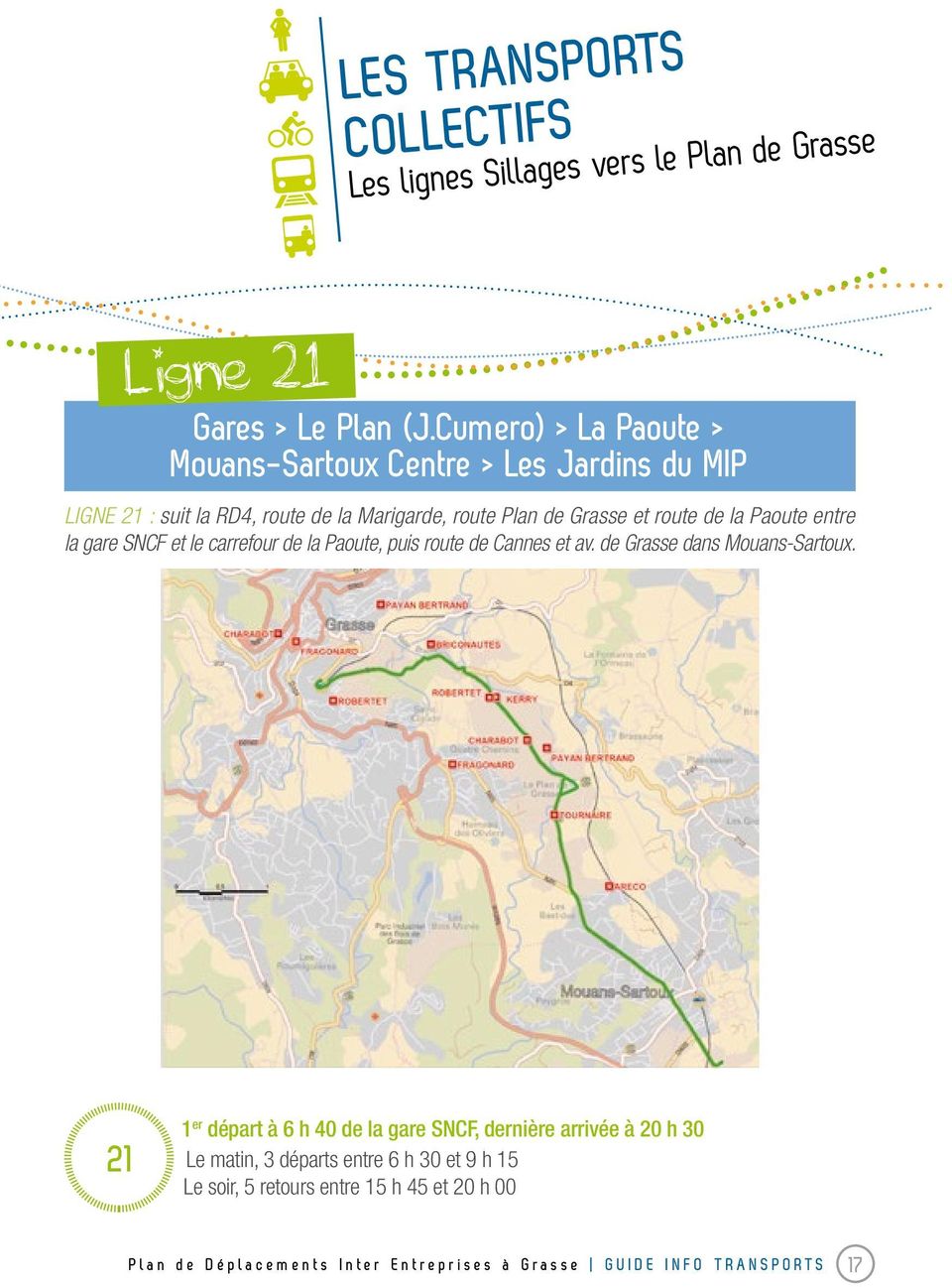 la Paoute entre la gare SNCF et le carrefour de la Paoute, puis route de Cannes et av. de Grasse dans Mouans-Sartoux.