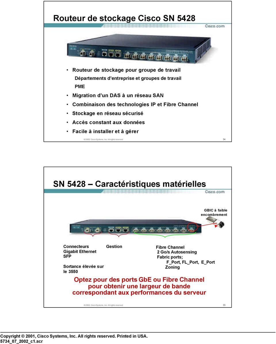 Caractéristiques matérielles GBIC à faible encombrement Connecteurs Gigabit Ethernet SFP Sortance élevée sur le 3550 Gestion Fibre Channel 2 Go/s Autosensing