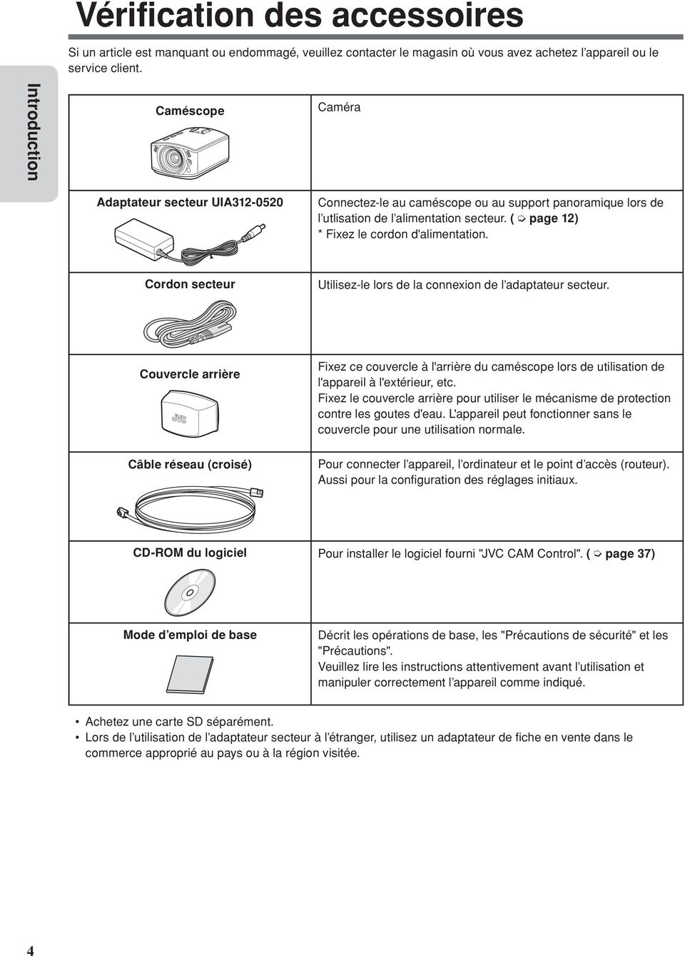 ( page 12) * Fixez le cordon d'alimentation. Cordon secteur Utilisez-le lors de la connexion de l adaptateur secteur.