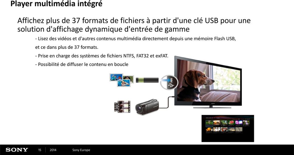 multimédia directement depuis une mémoire Flash USB, et ce dans plus de 37 formats.