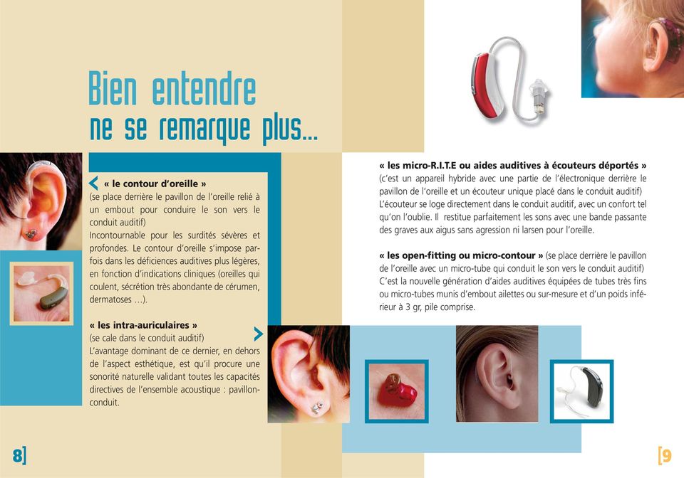 Le contour d oreille s impose parfois dans les déficiences auditives plus légères, en fonction d indications cliniques (oreilles qui coulent, sécrétion très abondante de cérumen, dermatoses ).