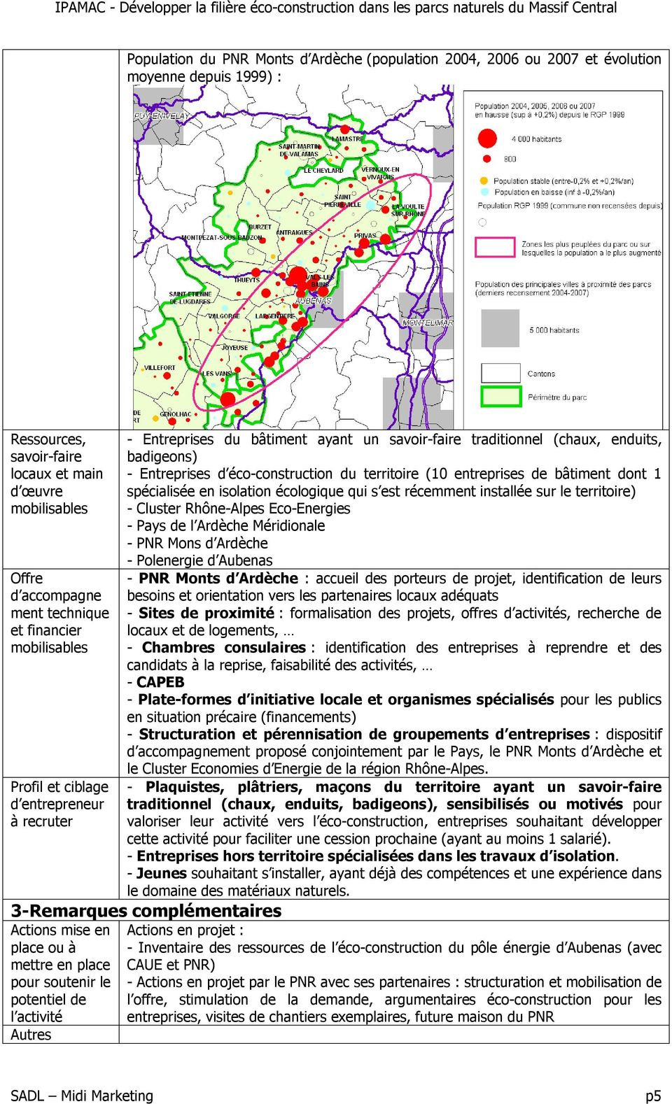 territoire (10 entreprises de bâtiment dont 1 spécialisée en isolation écologique qui s est récemment installée sur le territoire) - Cluster Rhône-Alpes Eco-Energies - Pays de l Ardèche Méridionale -