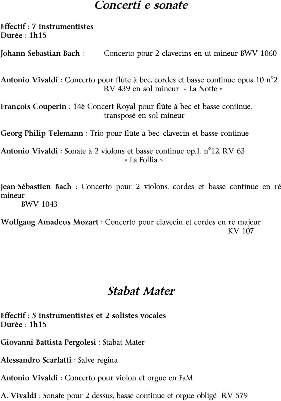 clavecin et basse continue Antonio Vivaldi : Sonate à 2 violons et basse continue op.