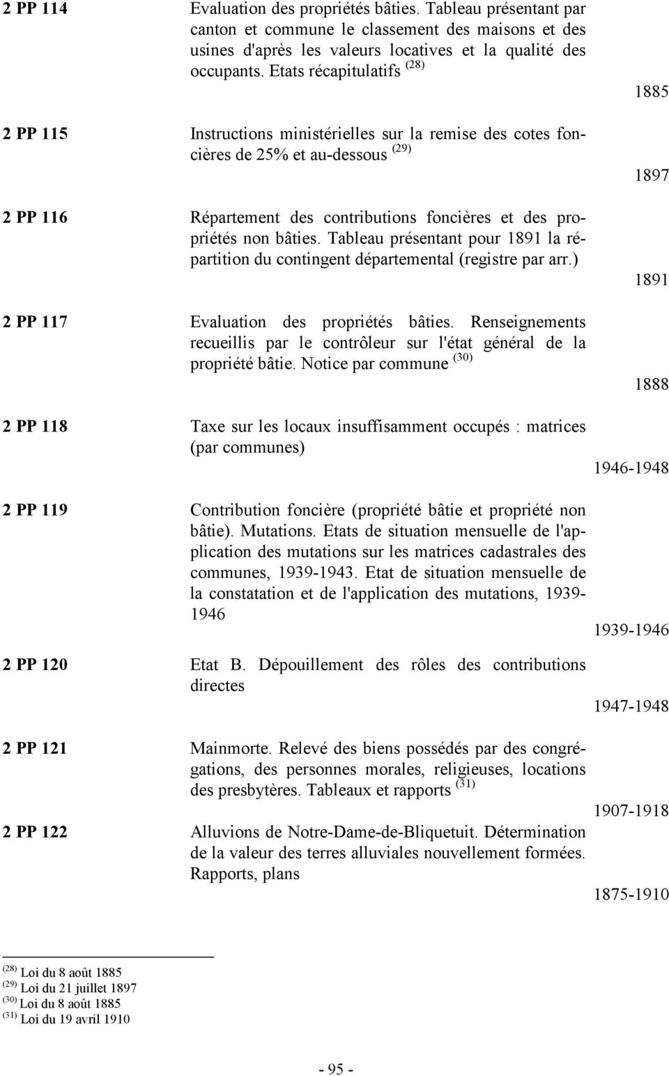 non bâties. Tableau présentant pour 1891 la répartition du contingent départemental (registre par arr.) 1891 2 PP 117 Evaluation des propriétés bâties.