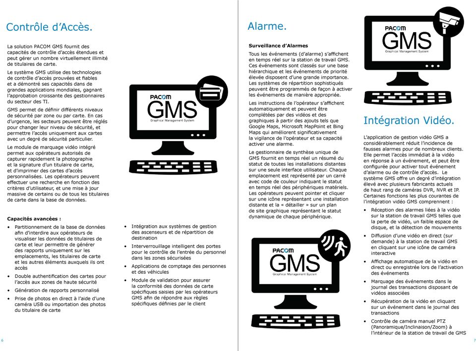 du secteur des TI. GMS permet de définir différents niveaux de sécurité par zone ou par carte.