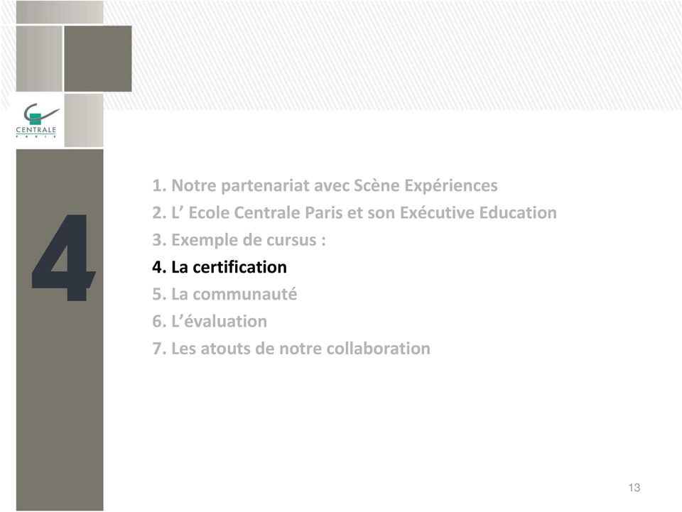 Exemple de cursus : 4. La certification 5.