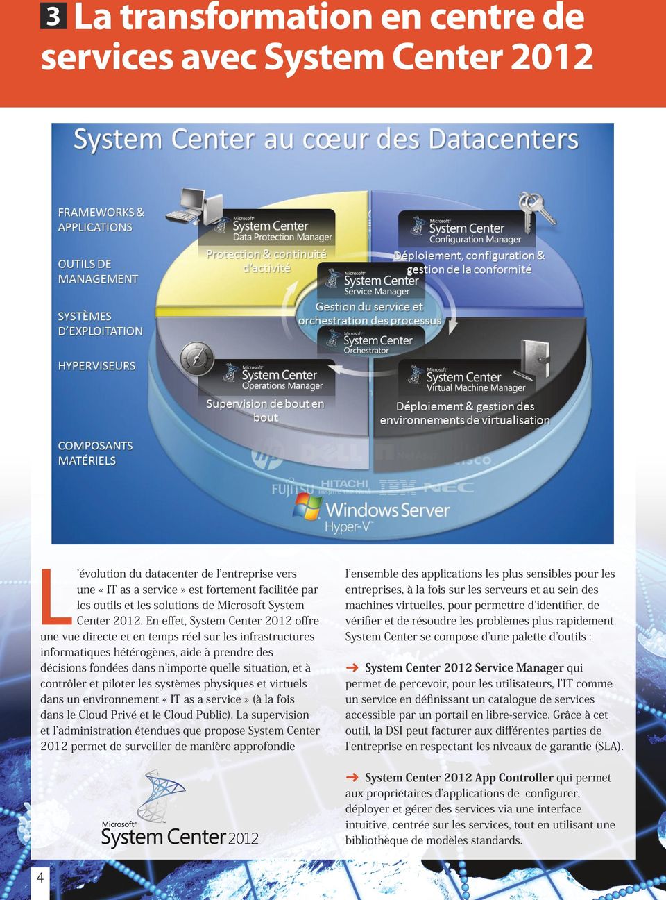 En effet, System Center 2012 offre une vue directe et en temps réel sur les infrastructures informatiques hétérogènes, aide à prendre des décisions fondées dans n importe quelle situation, et à