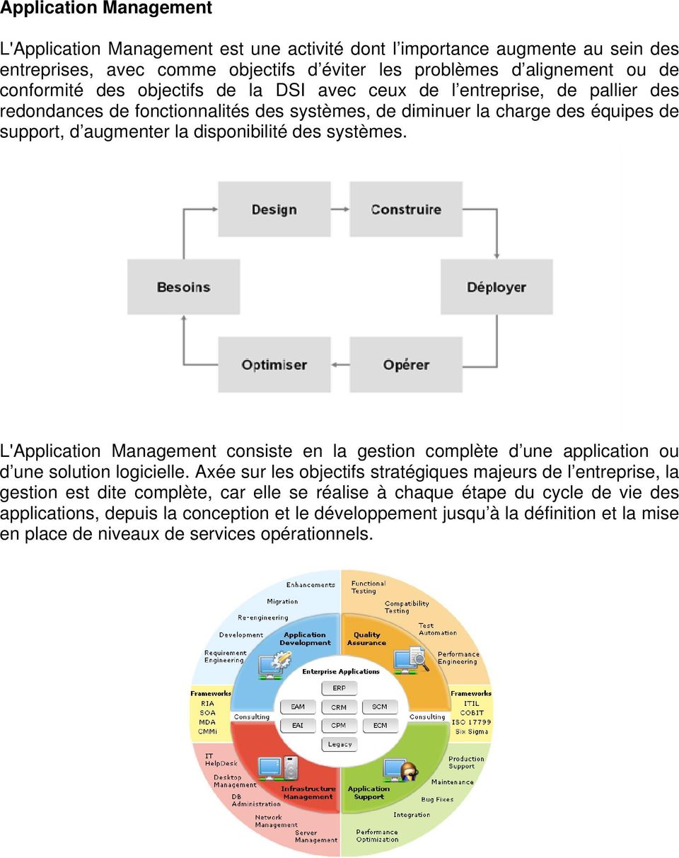 systèmes. L'Application Management consiste en la gestion complète d une application ou d une solution logicielle.