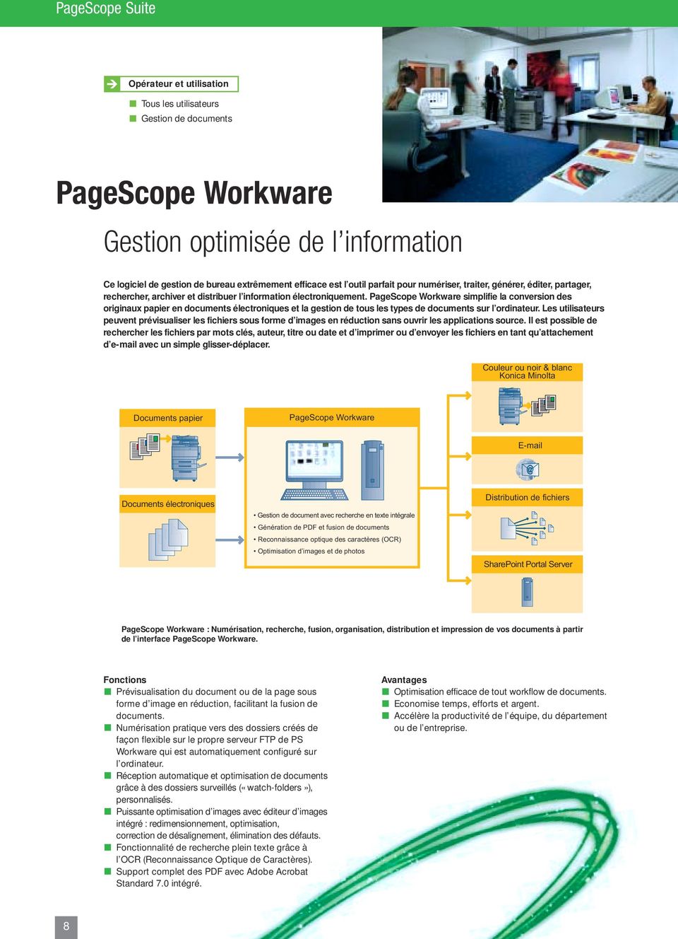 PageScope Workware simplifie la conversion des originaux papier en documents électroniques et la gestion de tous les types de documents sur l ordinateur.